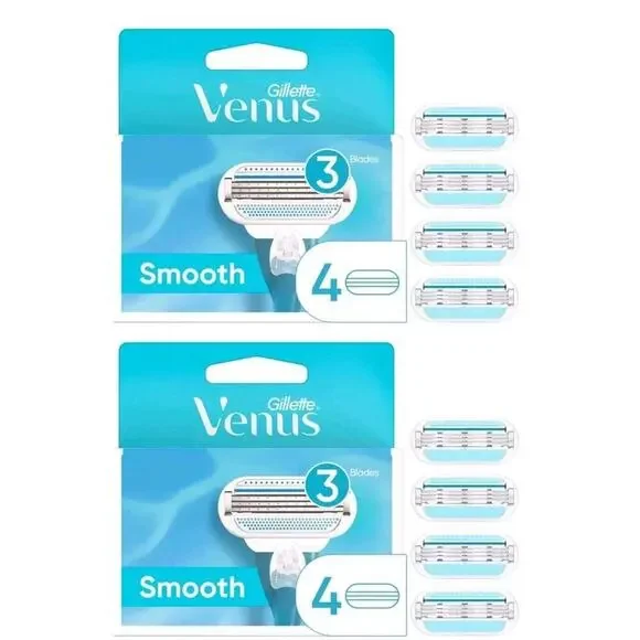 Venus Smooth Women's Razor Blade Refills - 4 Count 2 Pack - 8 Refills Total - Picture 1 of 7